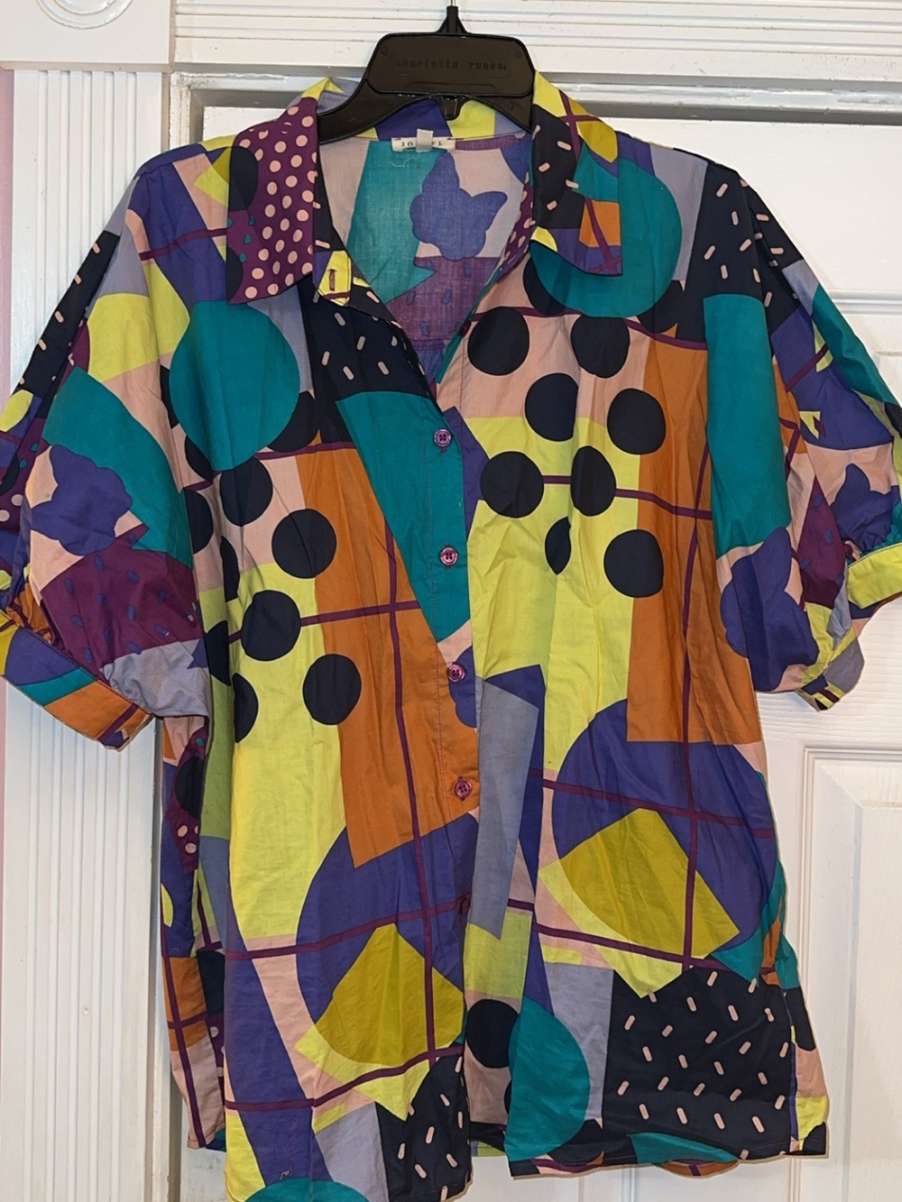 Men's Short-Sleeve Abstract Pattern Button-Up Shirt - Multicolor